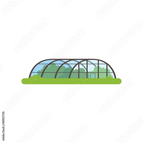 Greenhouse with glass walls, farm building vector Illustration