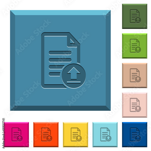 Upload document engraved icons on edged square buttons