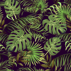 Sierkussen Tropische bladeren patronen Botanische tropische bladeren naadloos dessin  © Hmarka