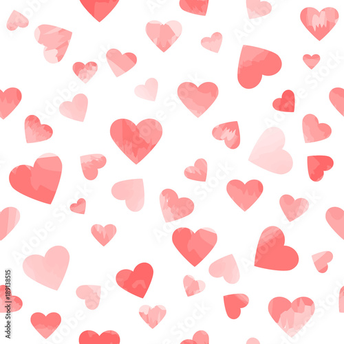 watercolor hearts. vector seamless pattern. valentines background