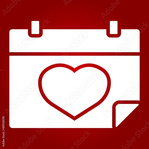 Lovely calendar glyph icon, valentines day