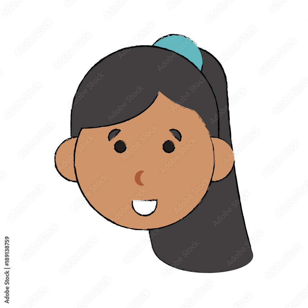 Woman face smiling cartoon icon vector illustration graphic design