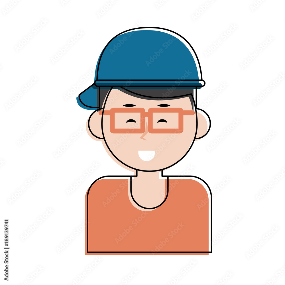 Boy with hat and glasses icon vector illustration graphic design