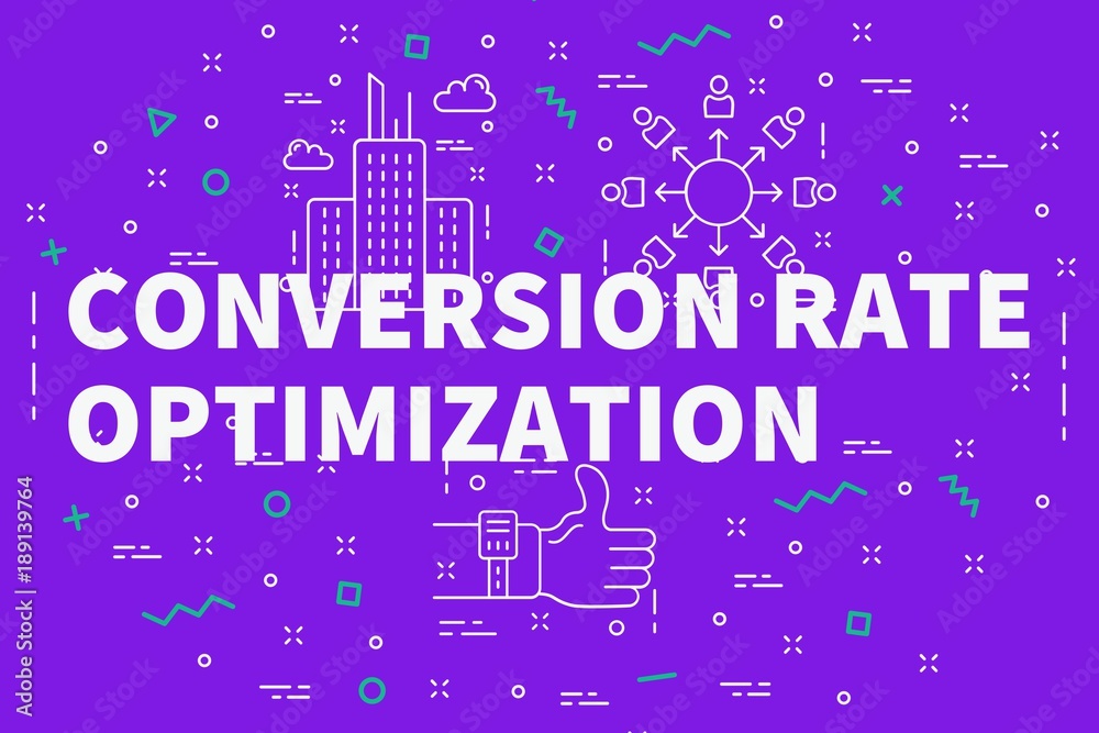 Conceptual business illustration with the words conversion rate optimization Conceptual business illustration with the words conversion rate optimization