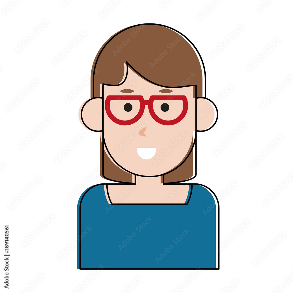 Woma with glasses cartoon icon vector illustration graphic design