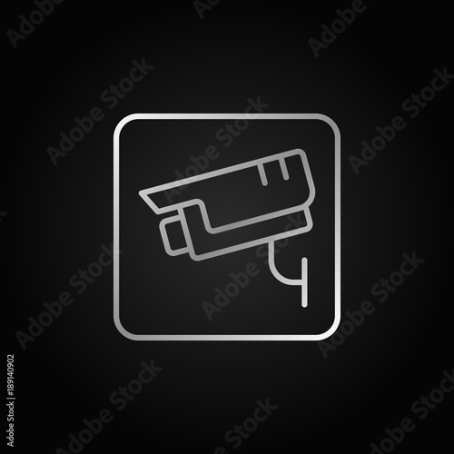 CCTV security concept silver icon in thin line style