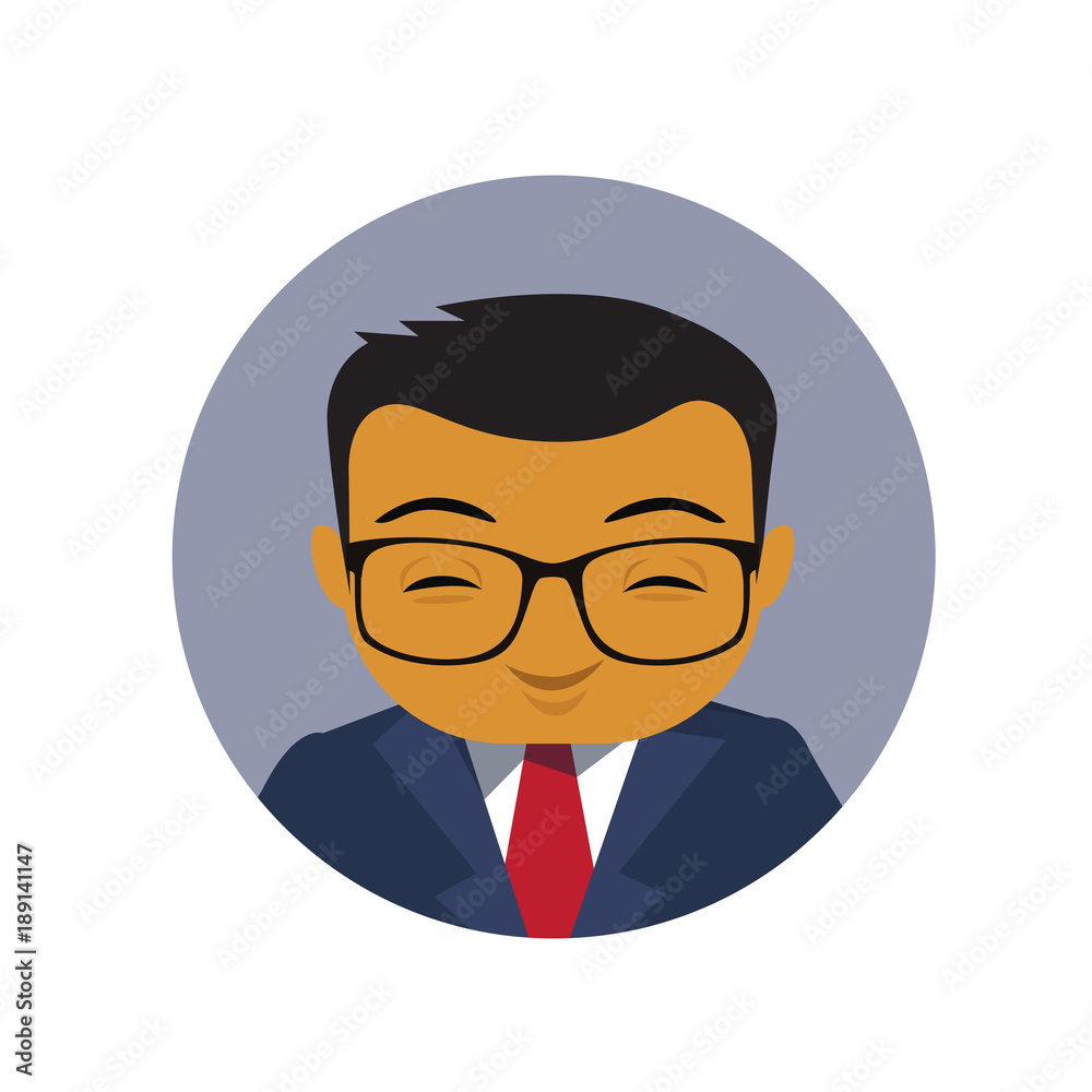 Asian Business Man Profile Icon, Chinese Or Japanese Businessman Avatar Isolated Flat Vector Illustration