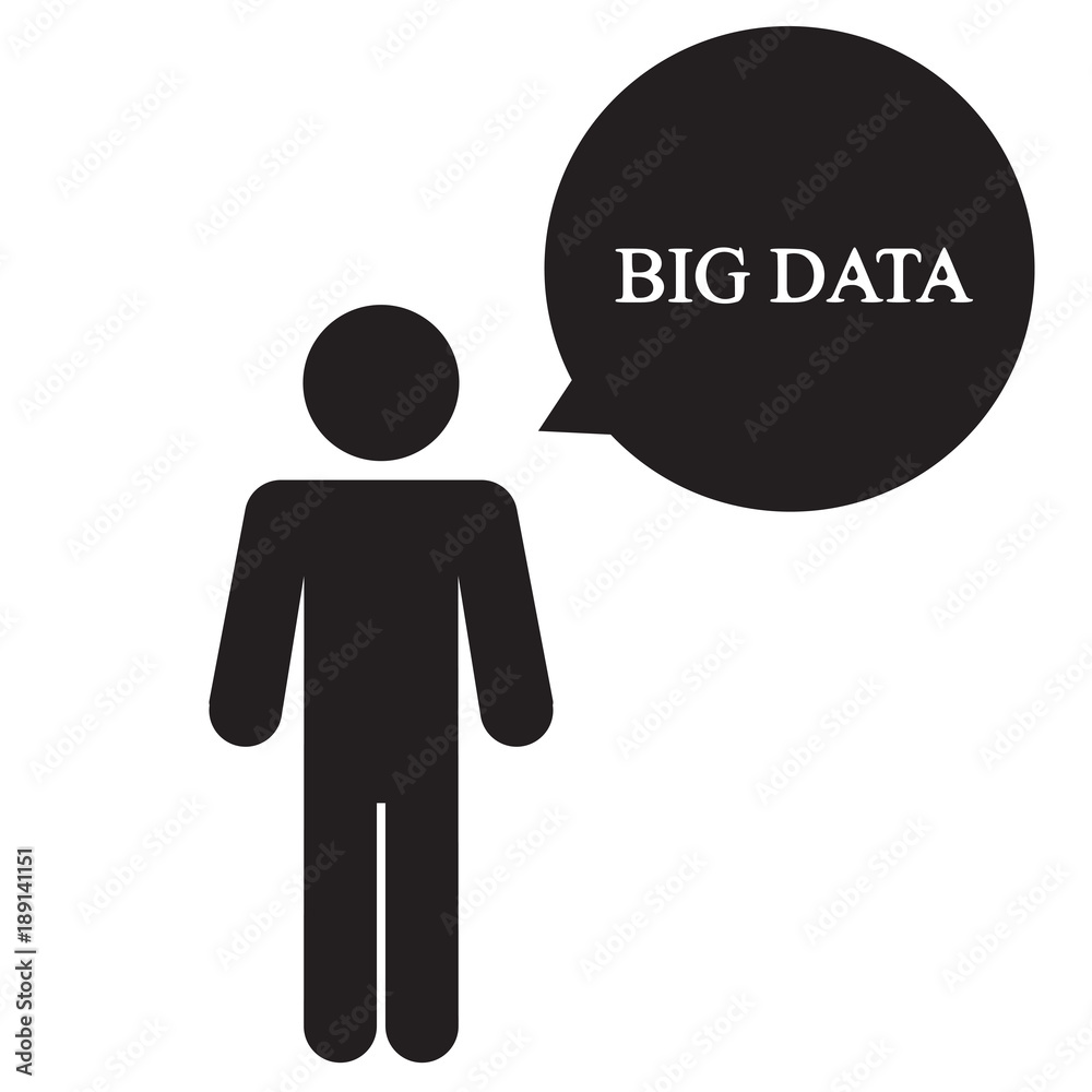 A silhouette of a man says. Business illustration with the inscription:big data A silhouette of a man says. Business illustration with the inscription:big data