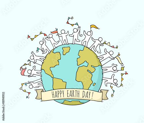 people with garlands and flags around the world