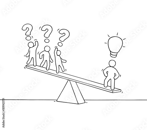 Sketch of working little people on the scale.