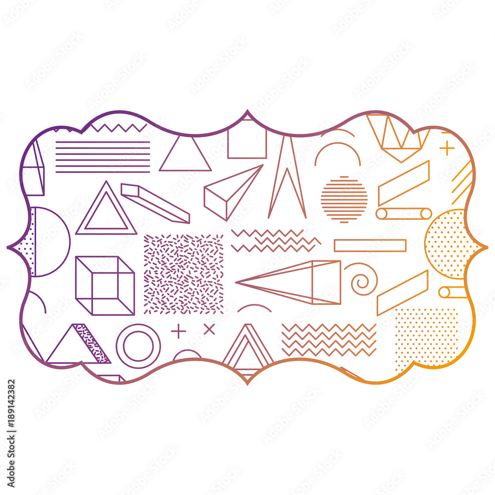 label with memphis pattern geometric texture design vector illustration blur line design