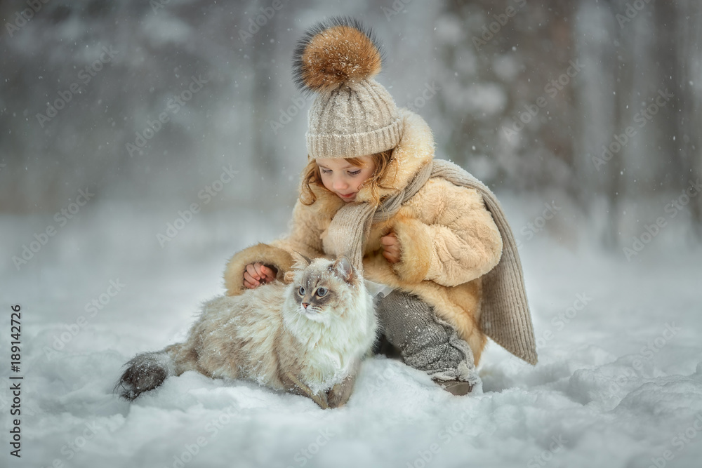 Little girl portrait with cat Little girl portrait with cat