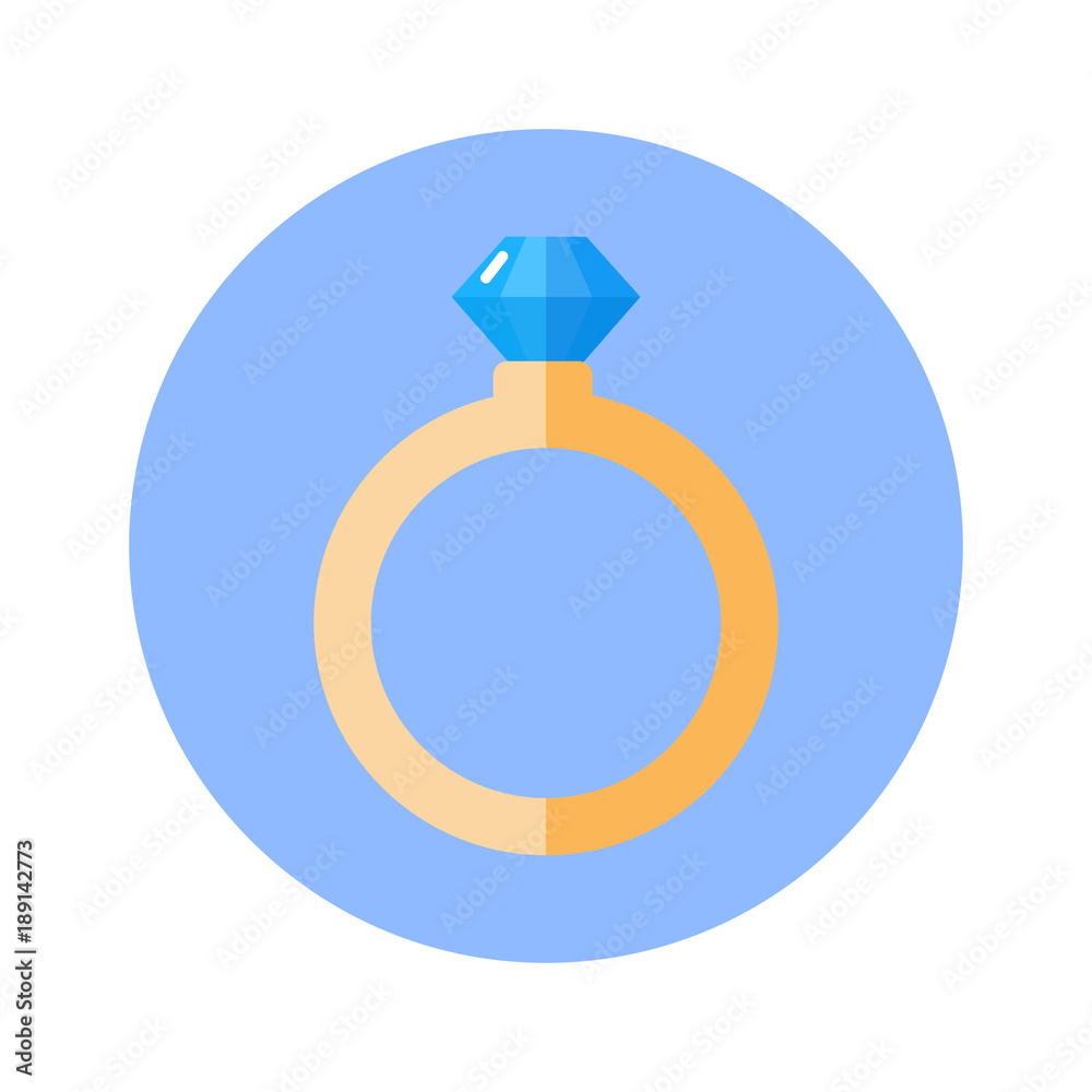 Ring With Diamond Icon On Blue Round Ring With Diamond Icon On Blue Round