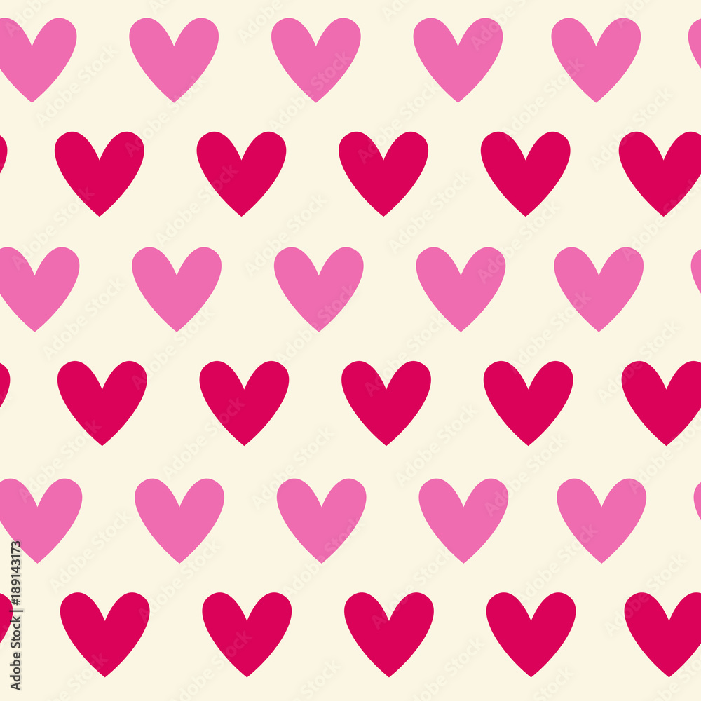 Retro Seamless Pattern Pink And Red Hearts On White Background Cute Ornament Vector Illustration
