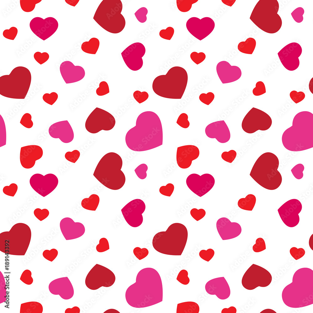 Red And Pink Hearts Seamless Pattern Cute Valentines Day Holiday Design Of Background Vector Illustration