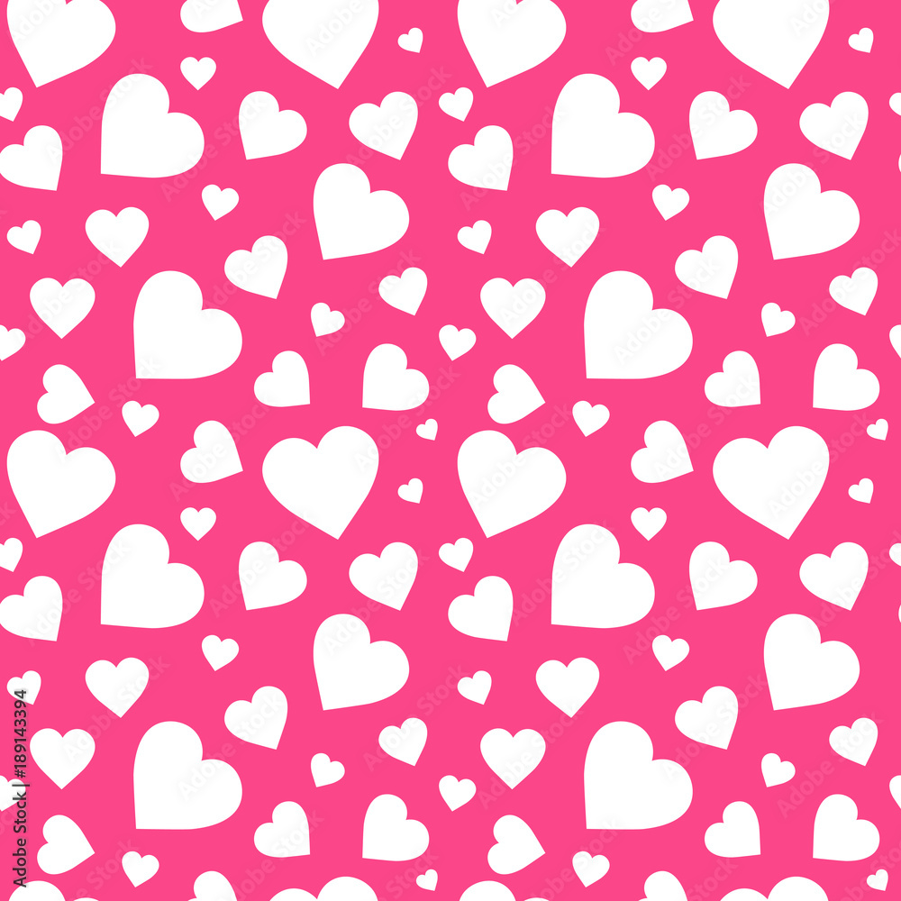 White Hearts On Pink Background Valentines Day Seamless Pattern Vector Illustration White Hearts On Pink Background Valentines Day Seamless Pattern Vector Illustration