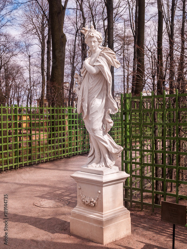 Sculpture Ceres in the park Summer Garden in April before the start of the season in St. Petersburg photo