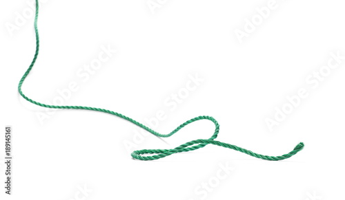 Green rope, cord isolated on white background