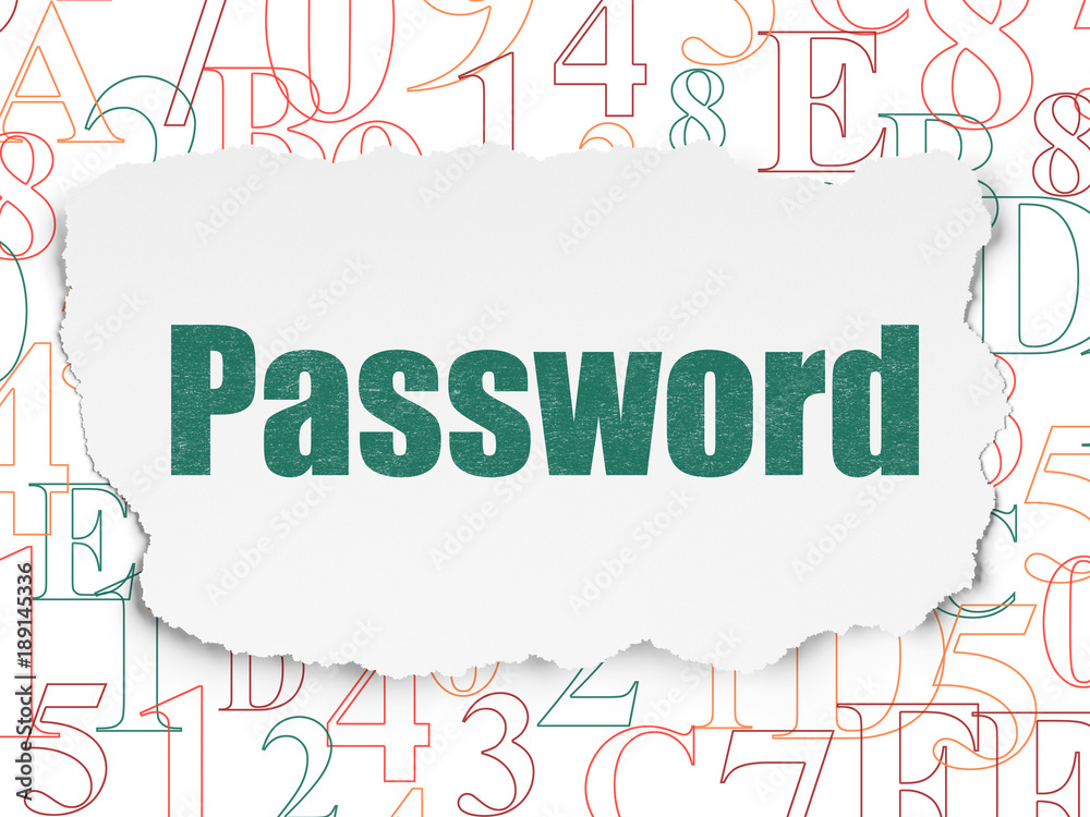 Privacy concept: Painted green text Password on Torn Paper background with Hexadecimal Code Privacy concept: Painted green text Password on Torn Paper background with Hexadecimal Code