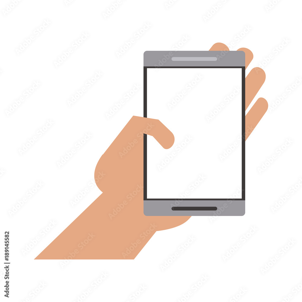 Hand with smartphone icon vector illustration graphic design Hand with smartphone icon vector illustration graphic design