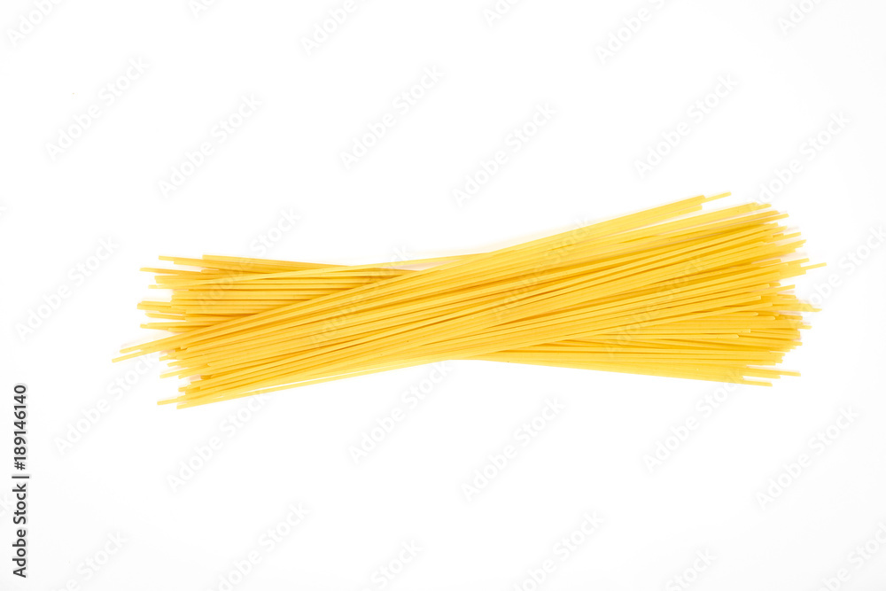 Uncooked pasta spaghetti macaroni isolated on white background