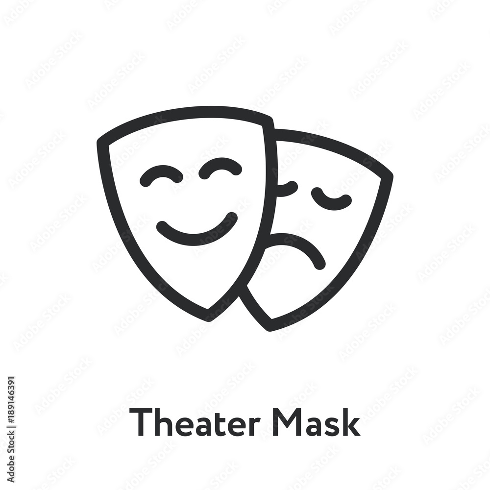Theater Masks Emotion Sad Happy Drama Minimal Flat Line Outline Stroke Icon Theater Masks Emotion Sad Happy Drama Minimal Flat Line Outline Stroke Icon