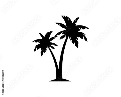 Black Palm Tree Illustration Silhouette Logo Symbol Vector