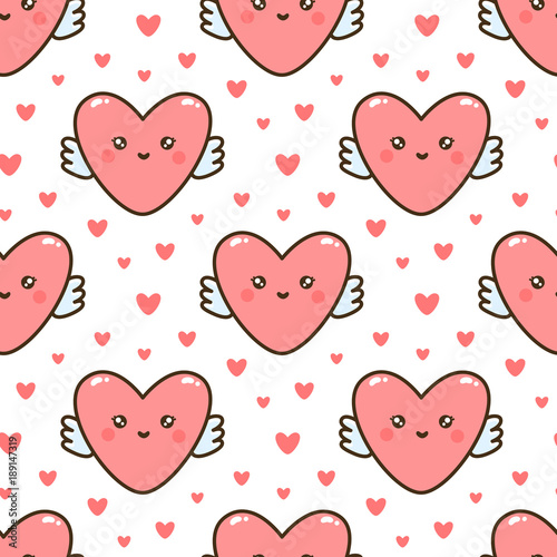 Seamless pattern with cute heart. It can be used for packaging, wrapping paper, textile and etc. Valentine's day card. Excellent print for children's clothes, bed linens, etc.