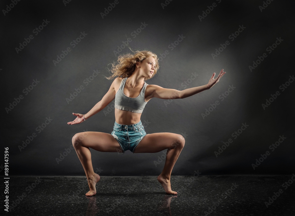 One person,  dancer, woman in dynamic beautiful action figure un