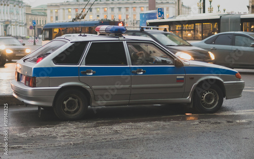 Russian police car on the street.