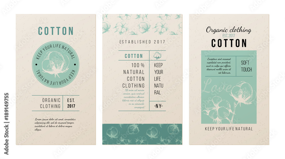 Cotton banners in vintage style - obrazy, fototapety, plakaty 