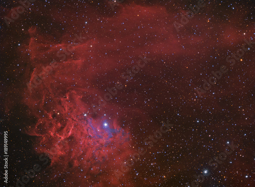 Flaming star nebula (also known as IC 405, Sh2-229) in the constellation Auriga