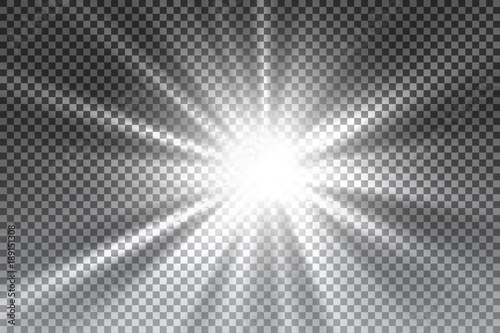 Vector transparent sunlight special lens flare light effect. Sun flash with rays and spotlight.