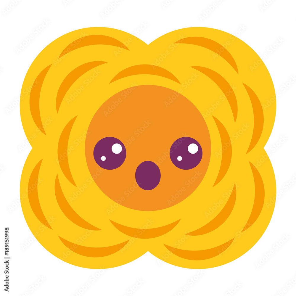 Fototapeta premium yellow flower kawaii cartoon natural vector illustration