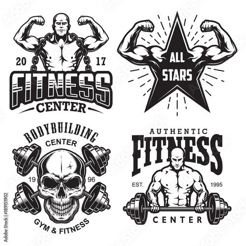 Set of bodybuilding emblems