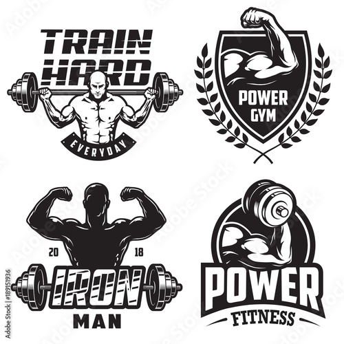 Set of bodybuilding emblems