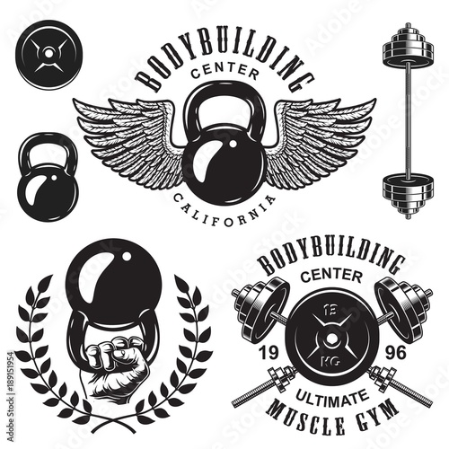 Set of bodybuilding emblems