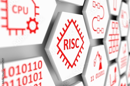 Fototapeta Naklejka Na Ścianę i Meble -  RISC concept cell blurred background 3d illustration