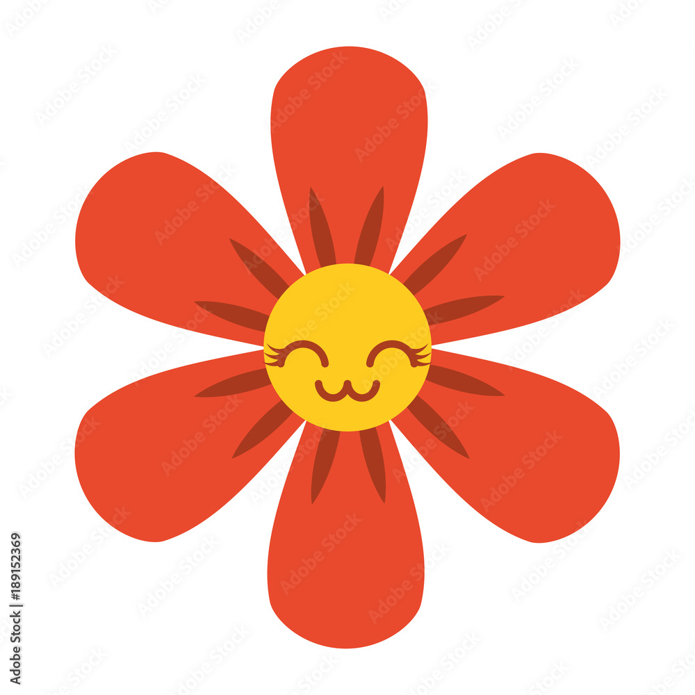orange flower kawaii cartoon botanical icon vector illustration