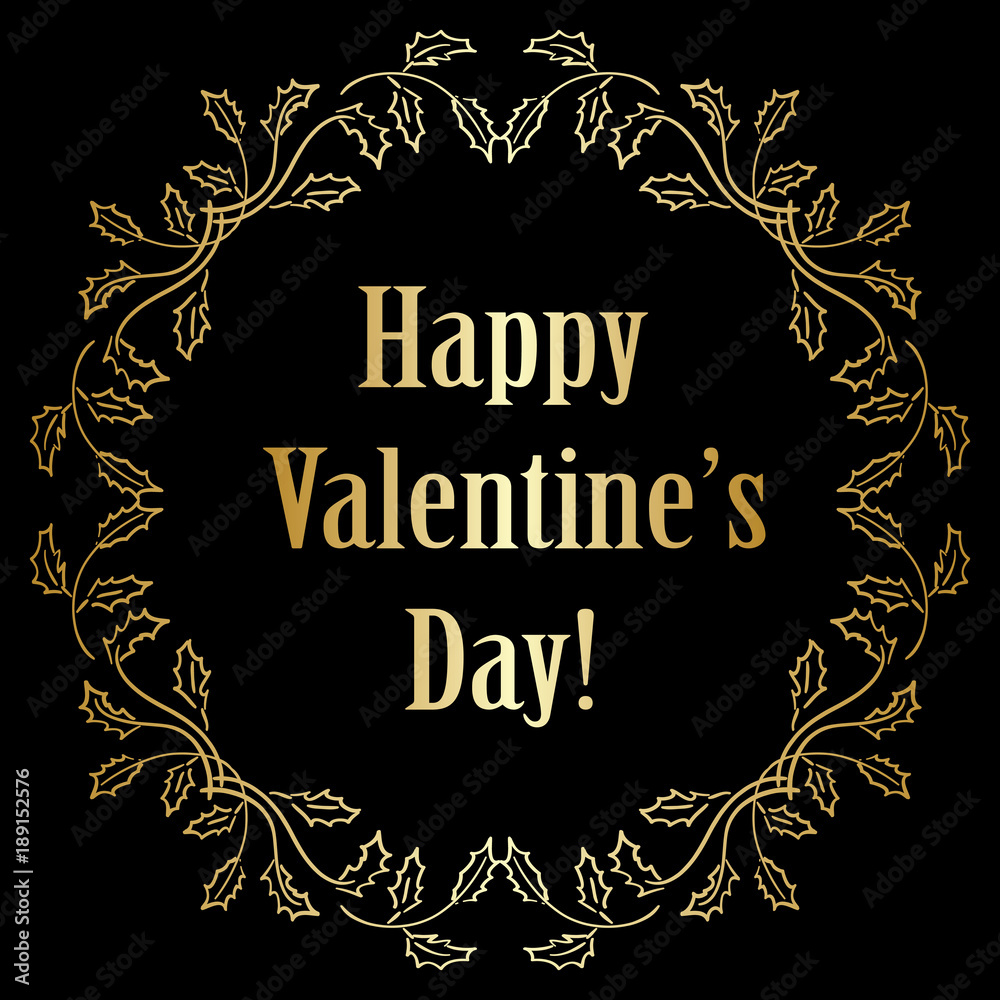 black vector background with gold decorations - happy valentines day black vector background with gold decorations - happy valentines day