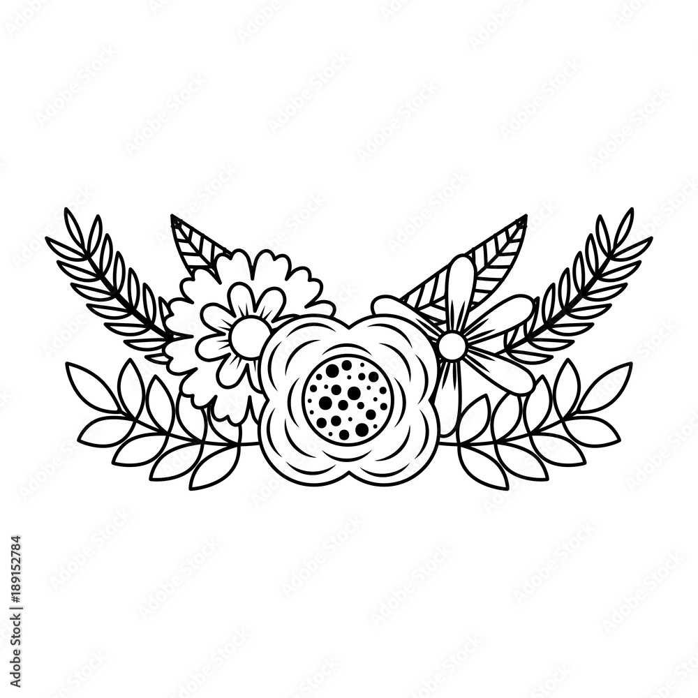 Fototapeta premium flower leaves and branches natural ornament vector illustration