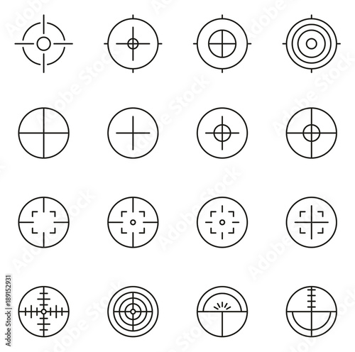 Crosshair or Sight Icons Thin Line Vector Illustration Set