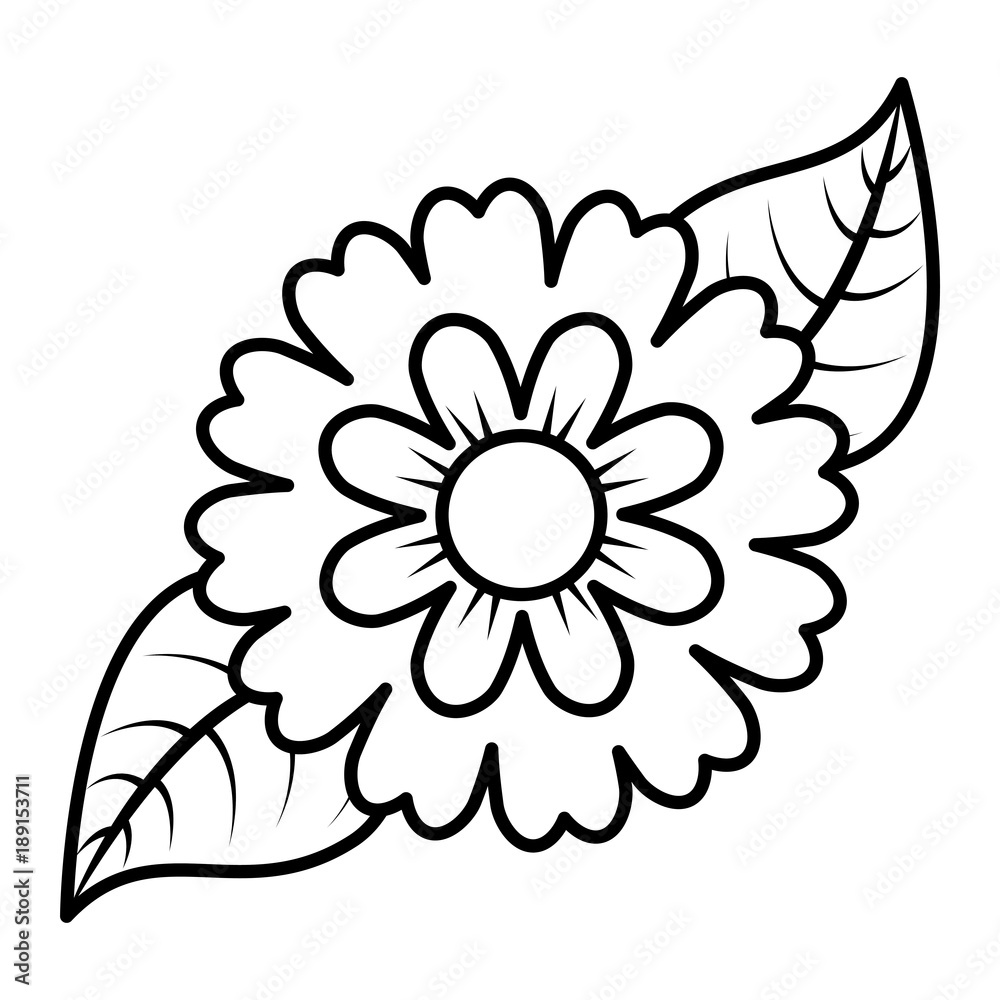 flower and leaves floral botanical natural spring image vector illustration outline  design Stock Vector | Adobe Stock