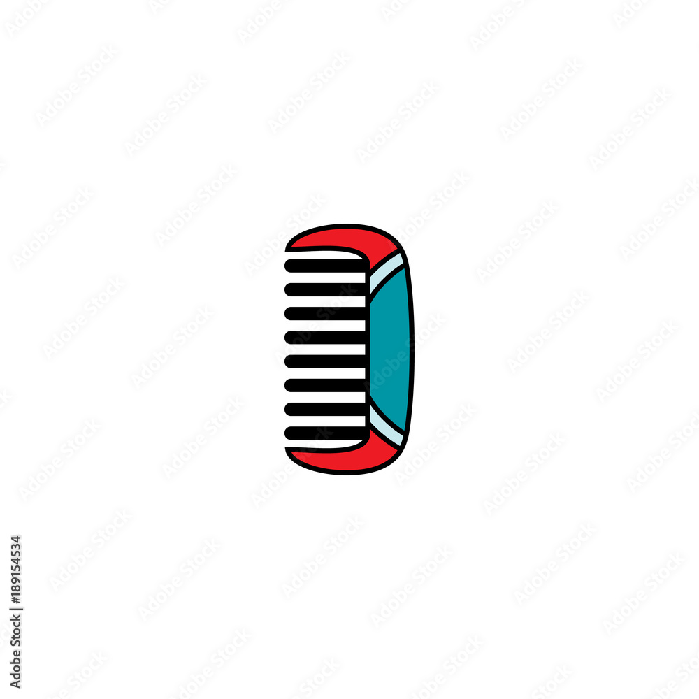 Stylized wide-shaped hair comb, personal care item, barber or hairdresser tool, hand-drawn vector illustration isolated on white background. Drawing of simple comb, barber tool, hairdressing item