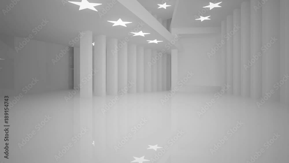 Future Column Abstract white interior with future columns and lights in the form of ...