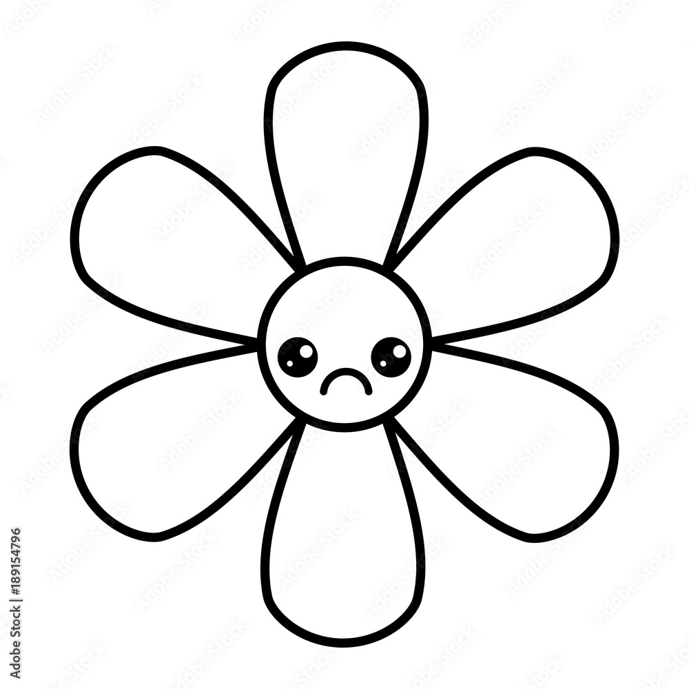 flower kawaii cartoon botanical icon vector illustration outline image flower kawaii cartoon botanical icon vector illustration outline image