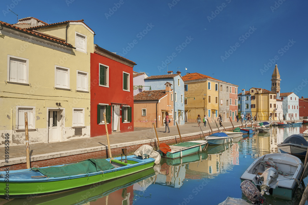 Idyllic landscape of Burano island, Venice, Italy.