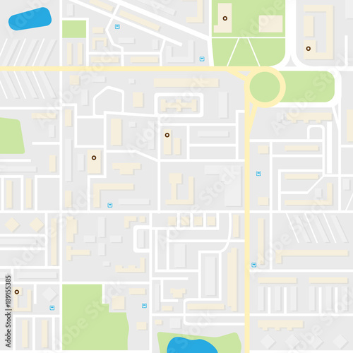 City layout map. Colored city map for navigator, program, mobile app