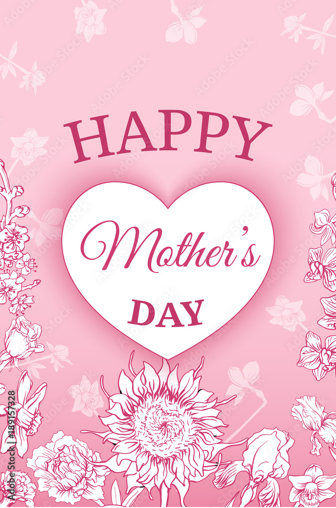 Naklejka premium Colorful Floral Mothers Day Poster