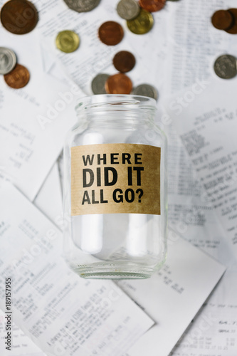 Where did it all go? empty money jar